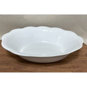 ANTIQUE WHITE IRONSTONE WARE Oval Serving BOWL 10 Inch Scalloped Edge Embossed